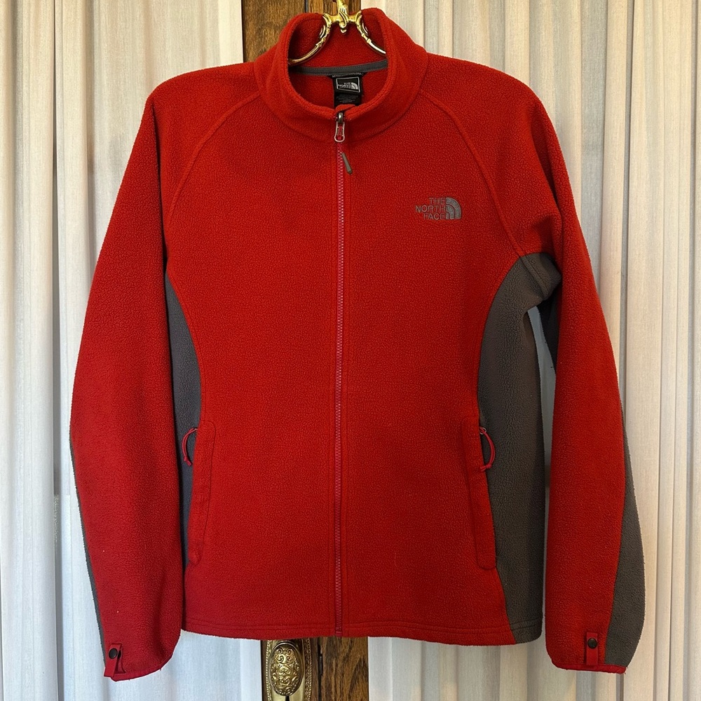 The North Face Red Gray Full Zip Fleece Jacket
